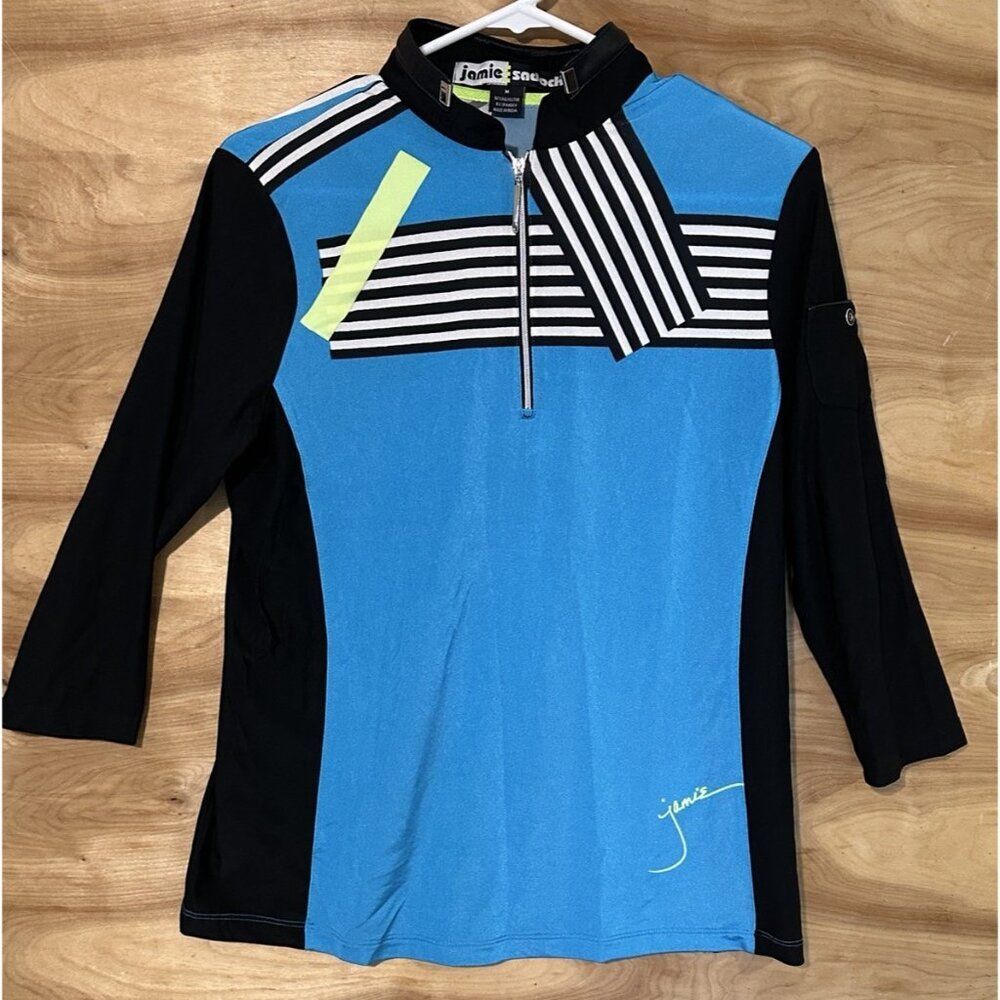 Jamie Sadock Medium Zip Golf Pullover Shirt Lightweight Wicking 3/4 Long sleeve